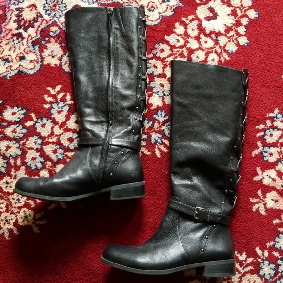 Gianni Bini Shoes - Gianni Bini leather studded Black Tall Boots 7.5